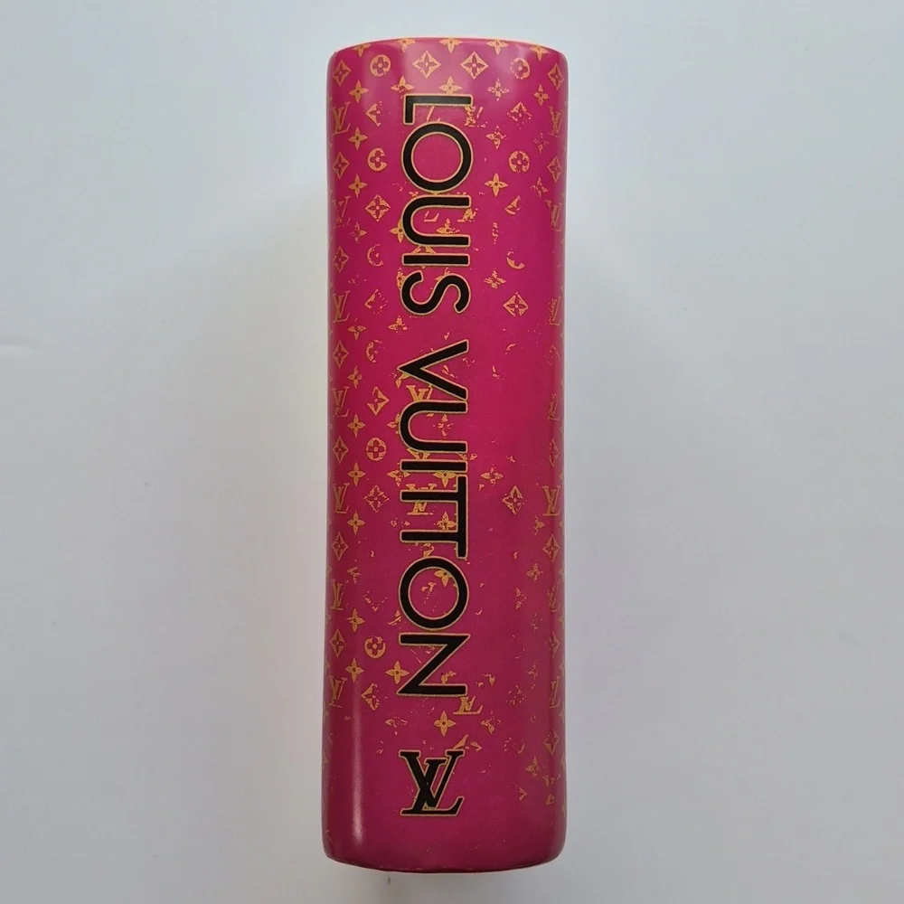 LV Themed Pink Ceramic Book Vase - Chic Home Deco